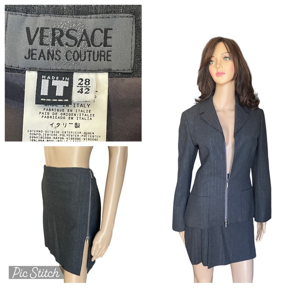 Authentic Versace Jeans Couture 2-Piece Blazer Skirt set size 28/42 - Picture 1 of 16
